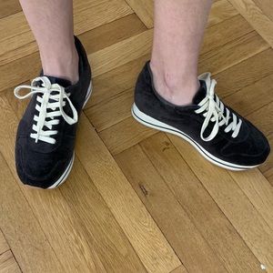 Zara Platform Velvet Sneakers